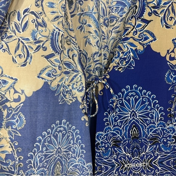 BCBGMaxAzria Adele Printed Royal Blue Roll Tab Wrap Dress - Picture 3 of 8